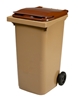 140-liter 2 wheels plastic container waste bin Beige brown
