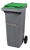 Waste container 2 wheels 240 L Green ventral bar cover