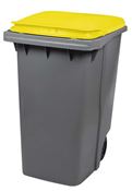 2 wheel waste container 340 liter yellow lid front socket