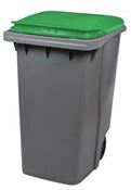 2 wheel waste container 340 liters green lid front stacker