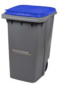 2 wheels roll container 340 L blue lid ventral bar
