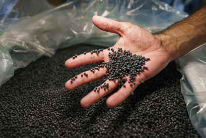 Rubber granules for carpet manufacturing