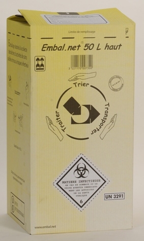 DASRI infectious waste box 50 L NFX 30507 high 10 pack