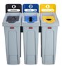 Slim Jim 3 flow selective sorting bin black, blue and yellow