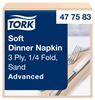 477583 - Tork ivory paper napkin 39x39 3 ply package of 1200