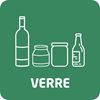 Green recycling sticker for glass, 132x132 mm
