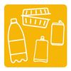 Yellow magnetic recycling bin for 45x45 mm packaging