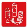 Red metal recycling magnet, 45x45 mm