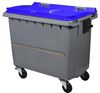 Rossignol 4-wheel 660L blue trash container with belly bar