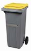 Rossignol 2-wheel 120L yellow trash container with belly bar