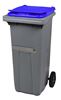 Rossignol 2-wheel 120L blue trash container with belly bar