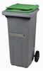 Rossignol 2-wheel 120L green trash container with belly bar