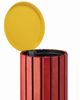 Zeno wooden outdoor trash can with yellow lid