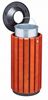 Zeno outdoor wooden trash can with black funnel lid