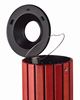 Zeno outdoor wooden trash can with black funnel lid