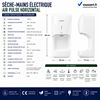 61682 - White horizontal electric pulsed air hand dryer