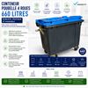 660L blue 4-wheeled rubbish container