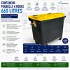 660L yellow 4-wheeled rubbish container