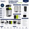 89910408 - Stainless steel office recycling bin, 2 x 5L