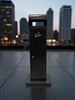 Standing ashtray with lockable terminal