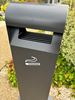 Standing ashtray with lockable terminal