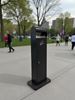 Standing ashtray with lockable terminal