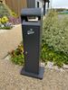 Standing ashtray with lockable terminal