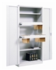 Metal cabinet with hinged doors