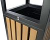 Outdoor trash wood and steel square 70 liters lock