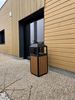 Outdoor trash wood and steel square 70 liters lock