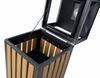 Outdoor trash wood and steel square 70 liters lock