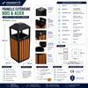 ECL10 - Outdoor trash wood and steel square 70 liters lock