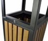 Outdoor trash wood and square steel 90 liters with lock