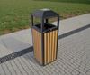 Outdoor trash wood and square steel 90 liters with lock