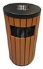 Round 50L wooden and steel outdoor bin