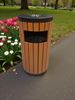 Round 50L wooden and steel outdoor bin