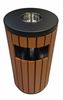 Round 50L wooden and steel outdoor bin
