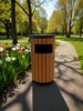 Round 50L wooden and steel outdoor bin