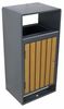 Rectangular wooden and steel outdoor trash can