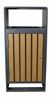 Rectangular wooden and steel outdoor trash can