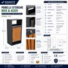 ECL21 - Rectangular wooden and steel outdoor trash can