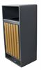 Rectangular wooden and steel outdoor trash can