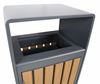 Rectangular wooden and steel outdoor trash can
