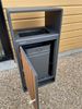 Rectangular wooden and steel outdoor trash can