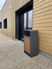 Rectangular wooden and steel outdoor trash can