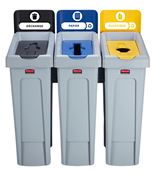 Slim Jim 3 flow selective sorting bin black, blue and yellow