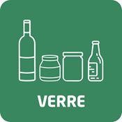 Green recycling sticker for glass, 132x132 mm