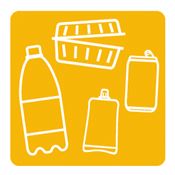 Yellow magnetic recycling bin for 45x45 mm packaging