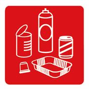 Red metal recycling magnet, 45x45 mm