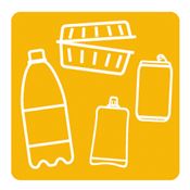 Yellow magnetic recycling system for packaging, 90x90 mm